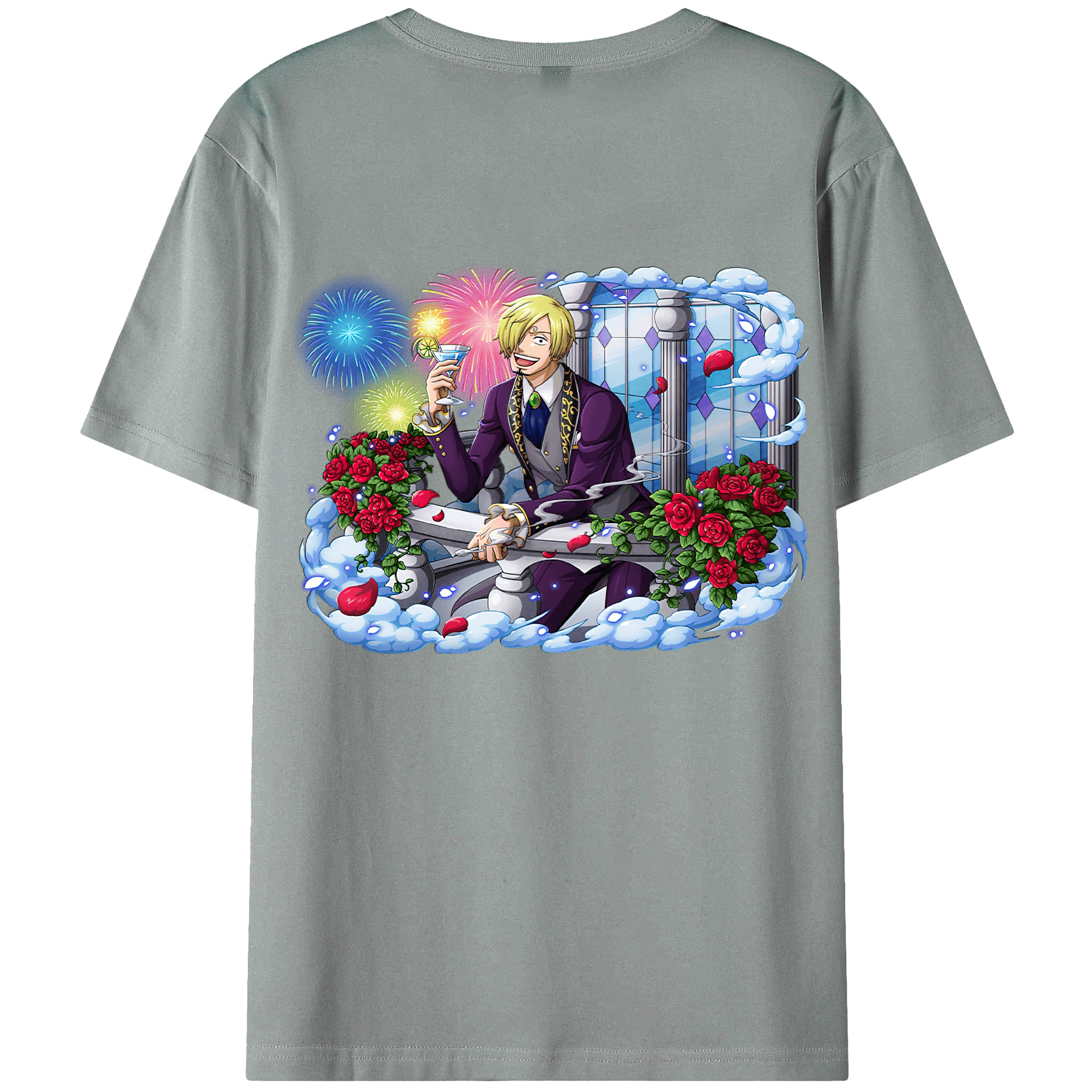 （画像用） ワンピース サンジ ONE PIECE Sanji 綿100％ メンズ半袖Tシャツ（バックプリント） 通気性
